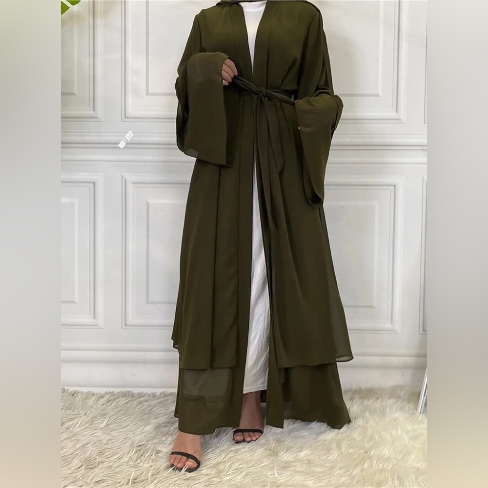 Dark Green Layered Abaya